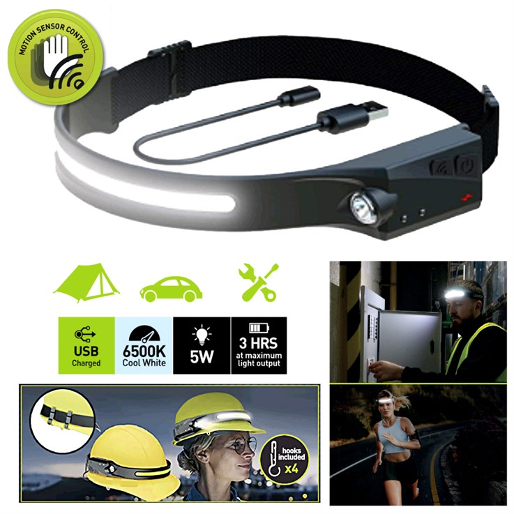 Luceco Flexband Head Torch USB with Motion Sensor